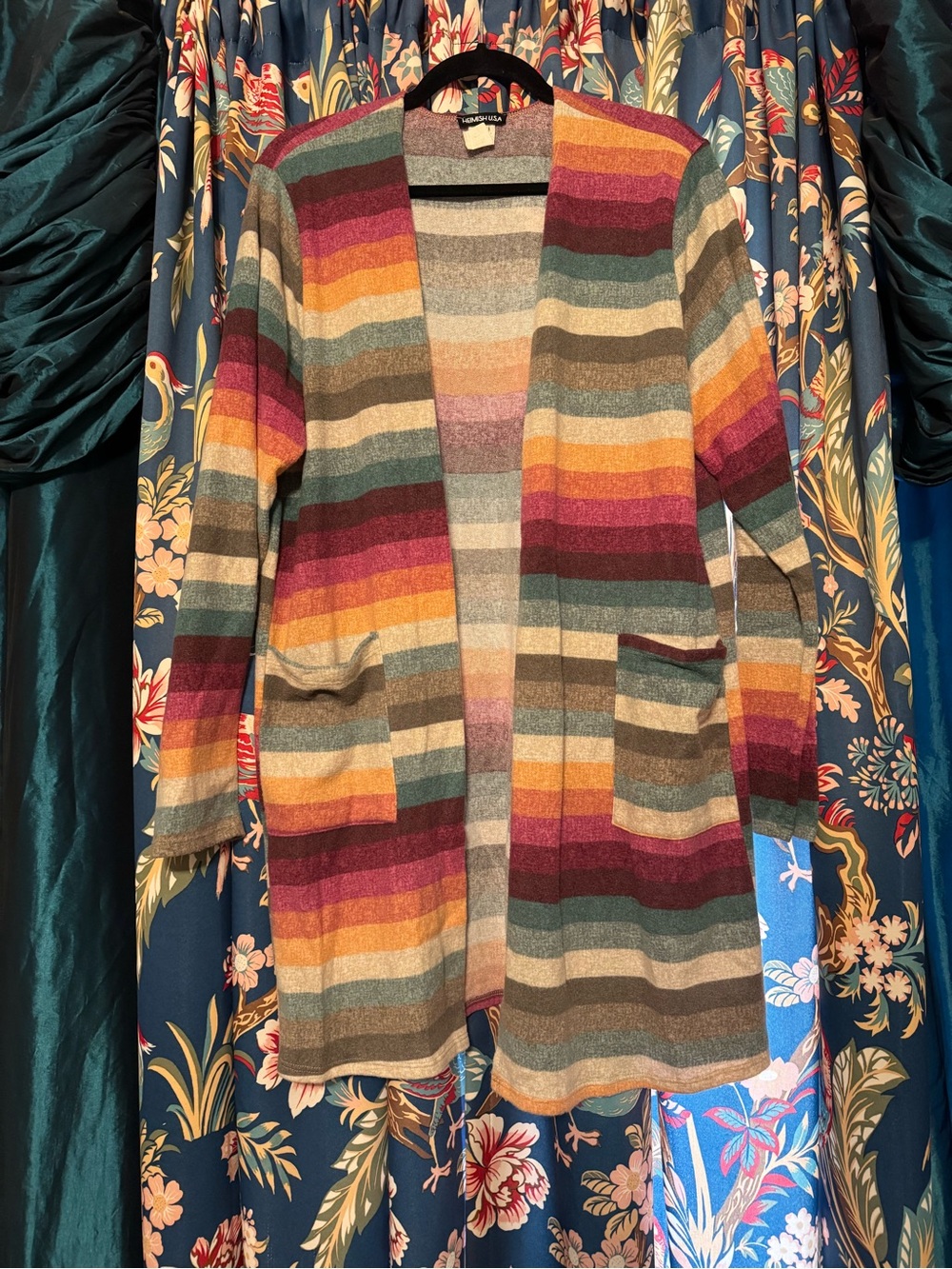 HEIMISH USA Striped Open Front Cardigan